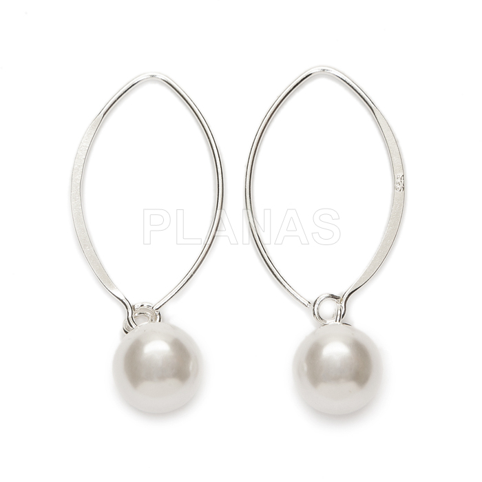 Pendientes en Plata de ley con Perla Shell 8mm.