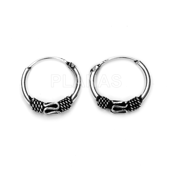 Aros Bali en Plata de ley 12mm.