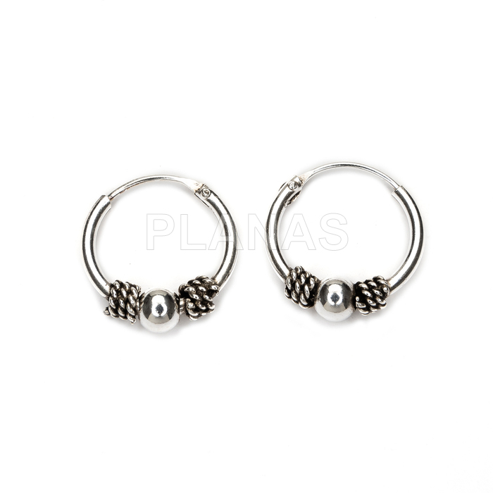 Aros Bali en Plata de ley 12mm.