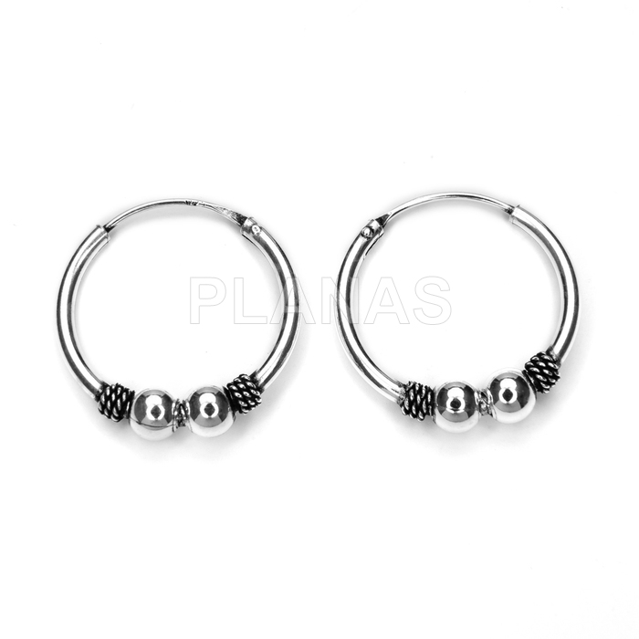 Aros Bali en Plata de ley 18mm.