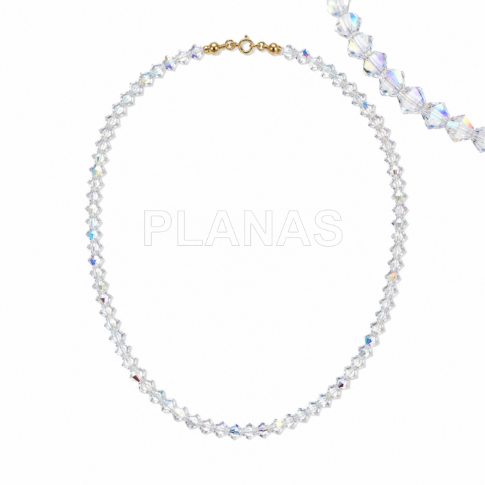 Colar com pingentes de 5mm, cor a/b, em prata de lei com banho de ouro.