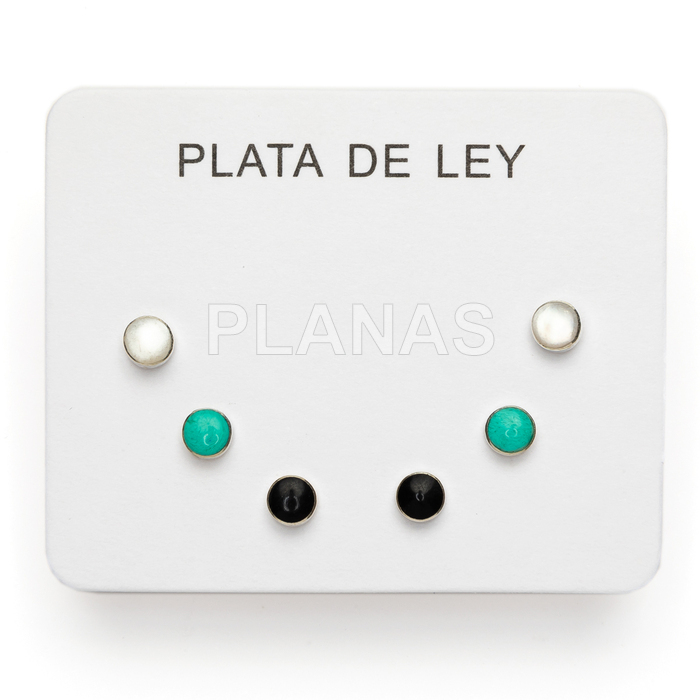 Display de 3pr de Pendientes en Plata de ley.  