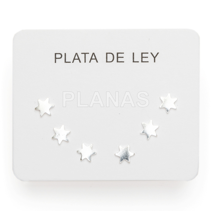 Display de 3pr de Pendientes en Plata de ley. ESTRELLAS.