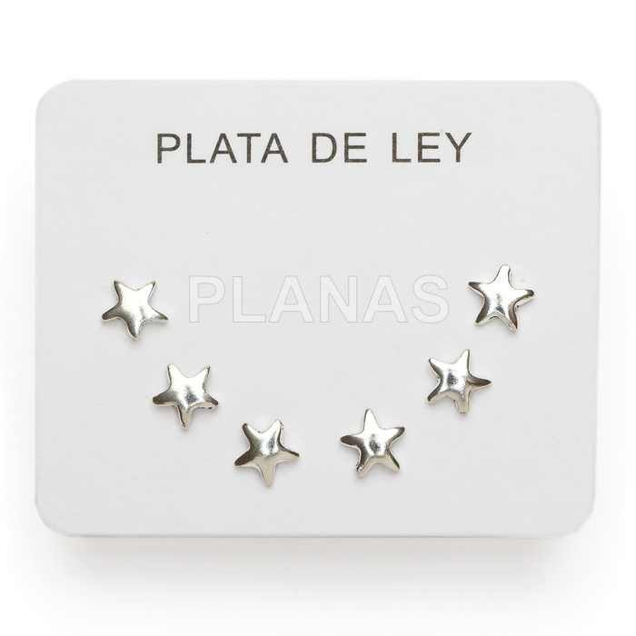 Display de 3pr de Pendientes en Plata de ley. ESTRELLAS.