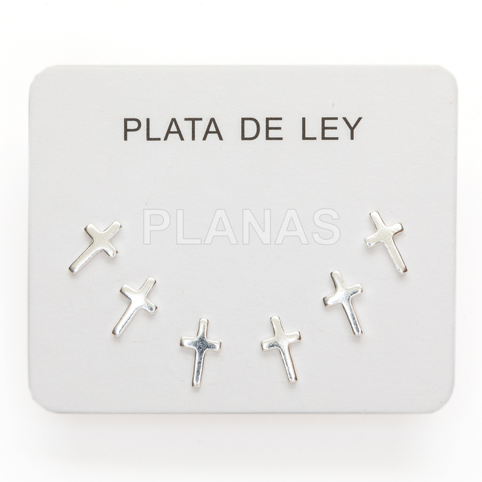 Display de 3pr de Pendientes en Plata de ley. CRUZ.