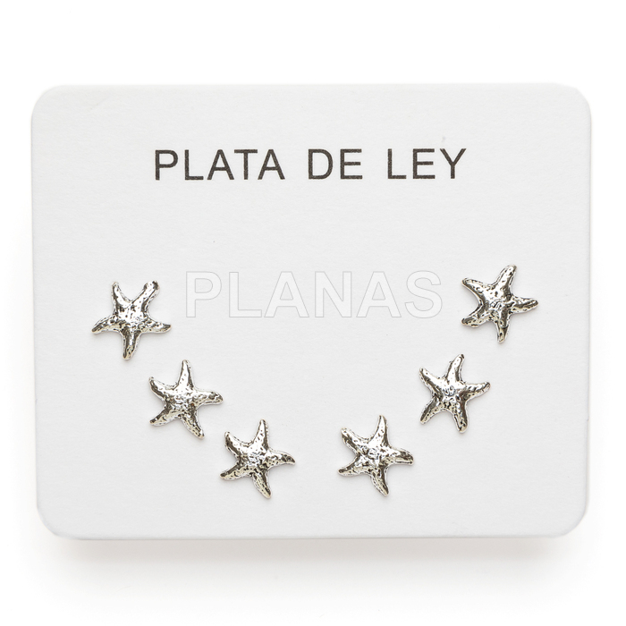 Display de 3pr de Pendientes en Plata de ley. ESTRELLA DE MAR.