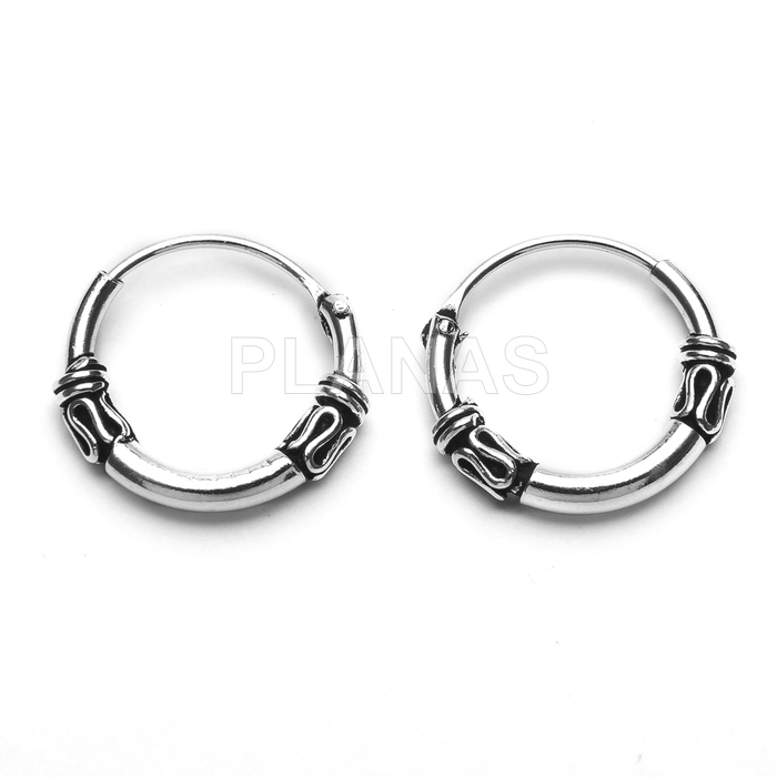 Aros Bali en Plata de ley 12mm.