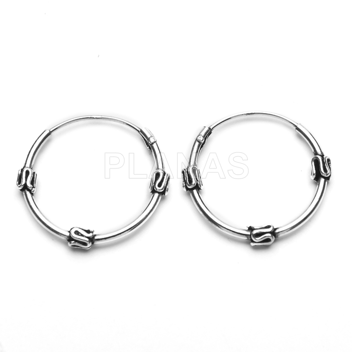 Aros Bali en Plata de ley 16mm.
