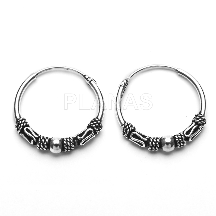 Aros Bali en Plata de ley 16mm.