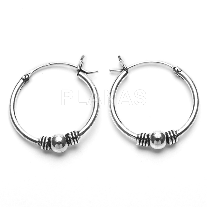Aros Bali en Plata de ley 16mm.