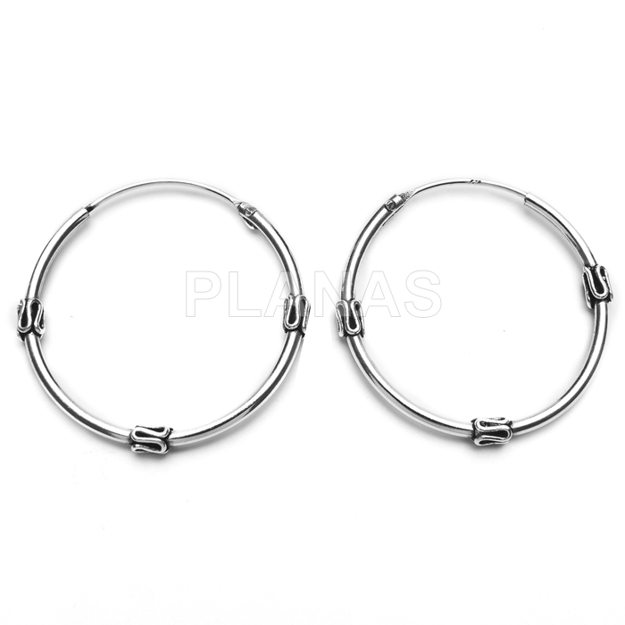 Aros Bali en Plata de ley 20mm.