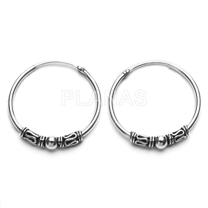 Aros Bali en Plata de ley 20mm.