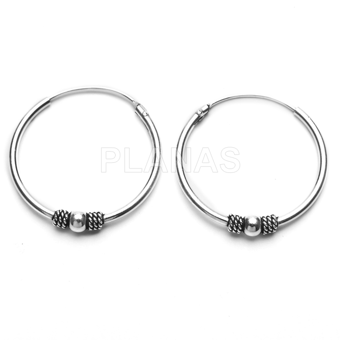 Aros Bali en Plata de ley 20mm.
