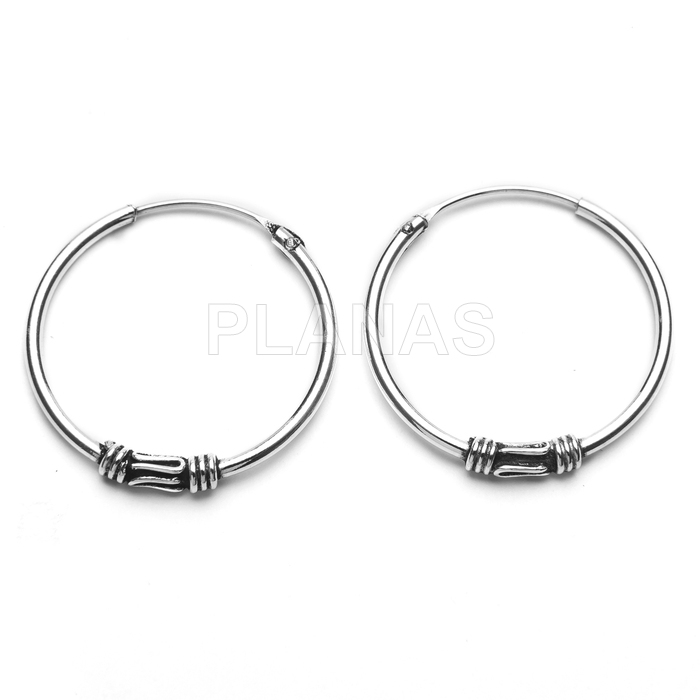 Brincos de argola bali em prata de lei 20mm.