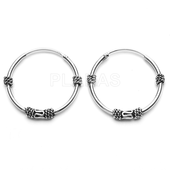 Aros Bali en Plata de ley 20mm.