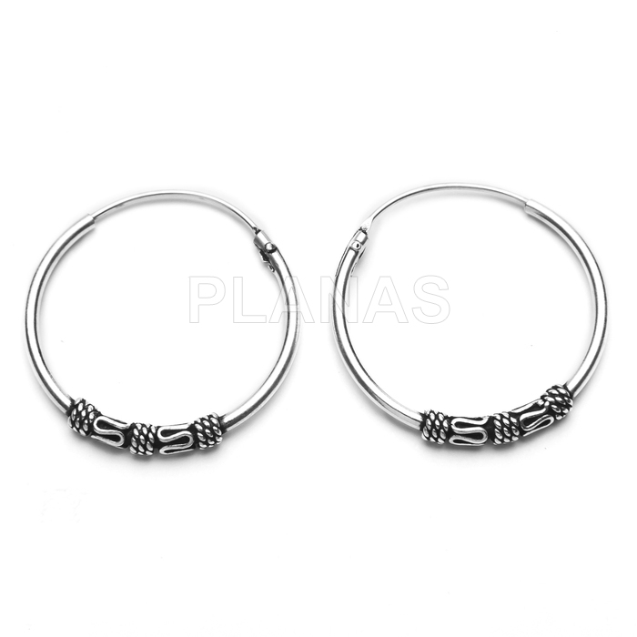 Aros Bali en Plata de ley 20mm.