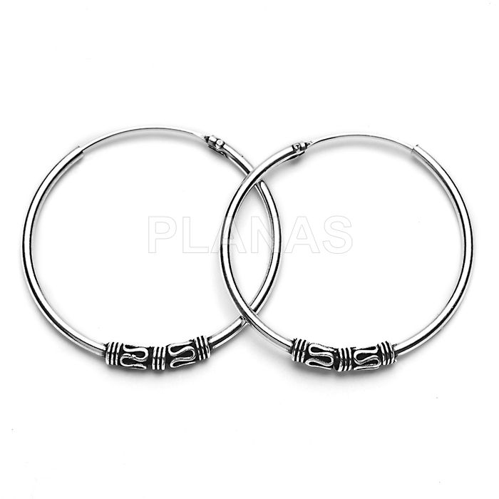 Brincos de argola bali em prata de lei 24mm.
