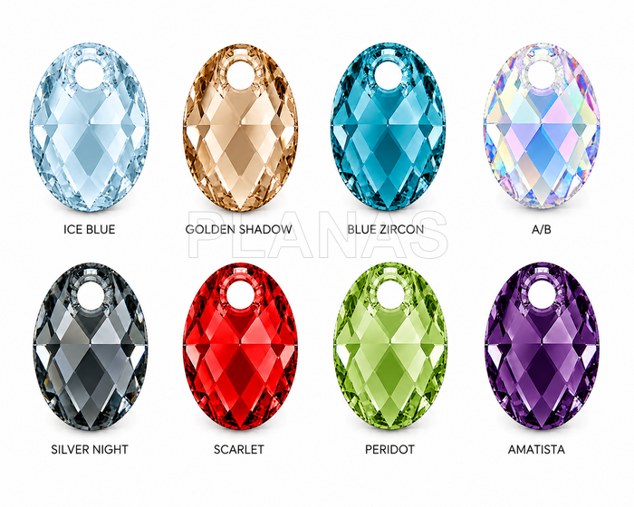 Colgante oval (Componente Swarovski). 9x6mm.