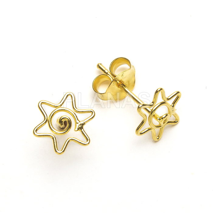 Brincos em prata de lei e banhados a ouro. estrela.