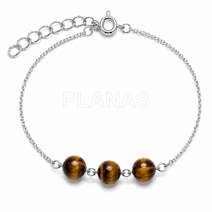 Pulsera en Plata de ley y Ojo de Tigre.
