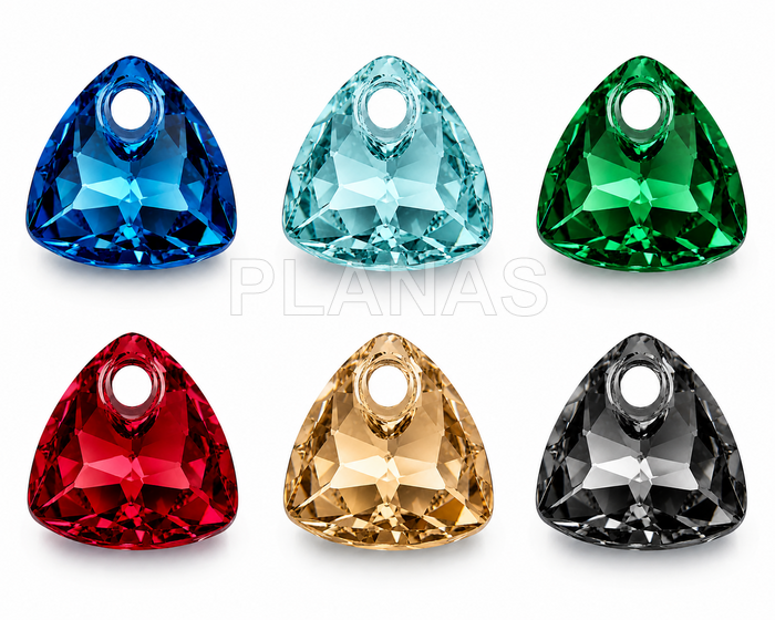 Colgante triangular de Cristal, Componente Swarovski, 8mm.