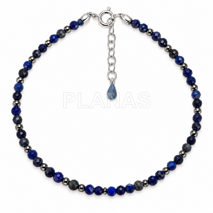 Pulsera en plata de ley y Lapizlazuli en 2mm facetado.