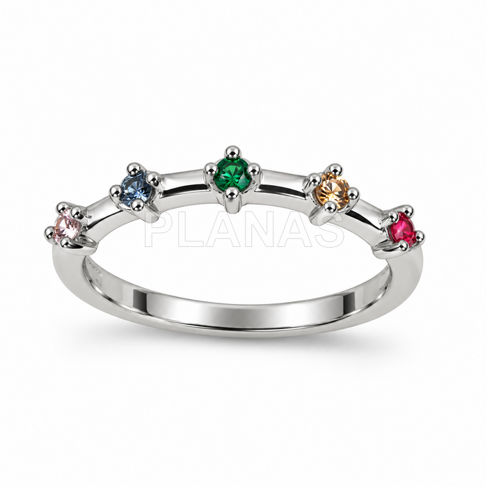 Anillo en Plata de ley rodiada y circonitas.  