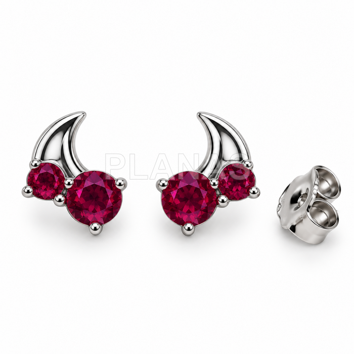 Pendientes en Plata de ley y Circonitas. CEREZAS.  