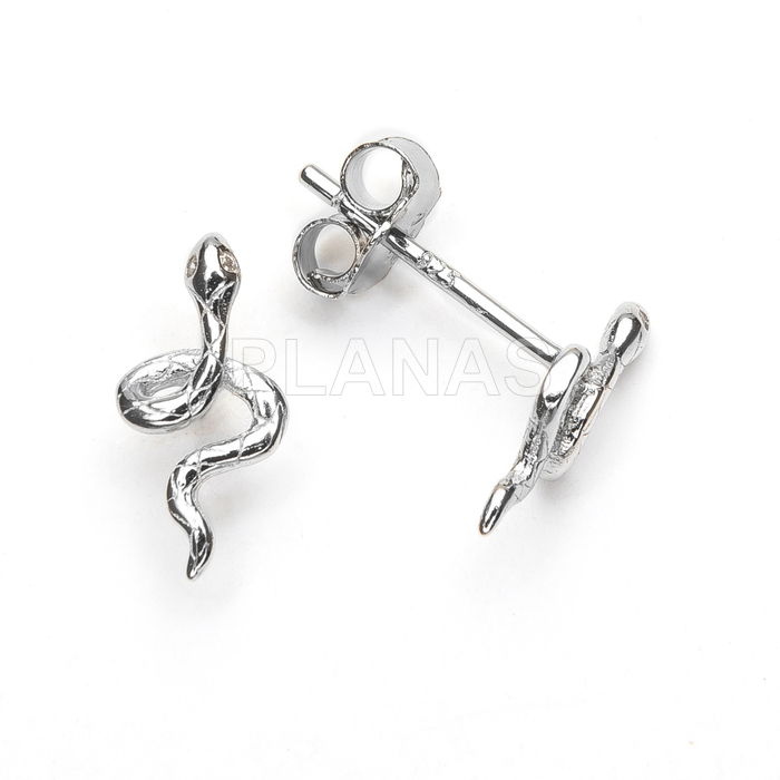 Pendientes en Plata de ley rodiada. SERPIENTE.  