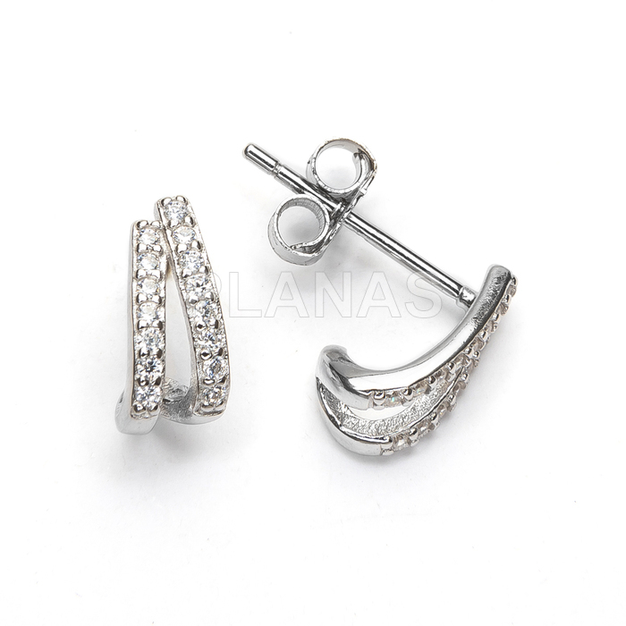 Pendientes en Plata de ley y Circonitas blancas.  