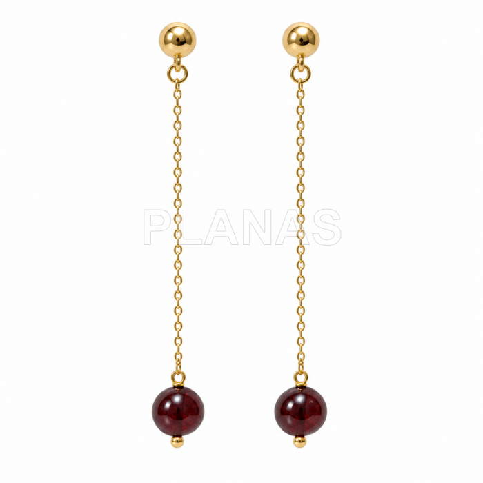 Pendientes en Plata de ley y Garnet de 8mm.  