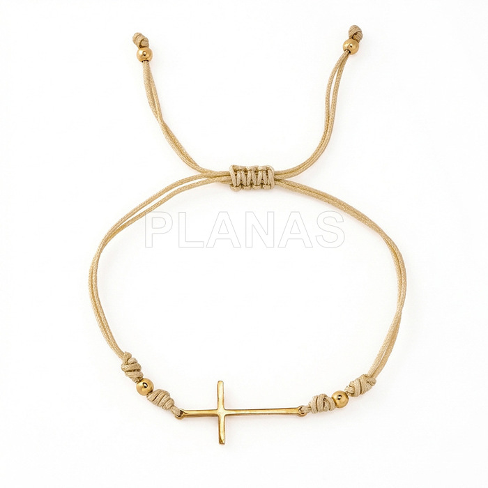 Pulsera en Acero inoxidable 304 y baño oro. CRUZ.