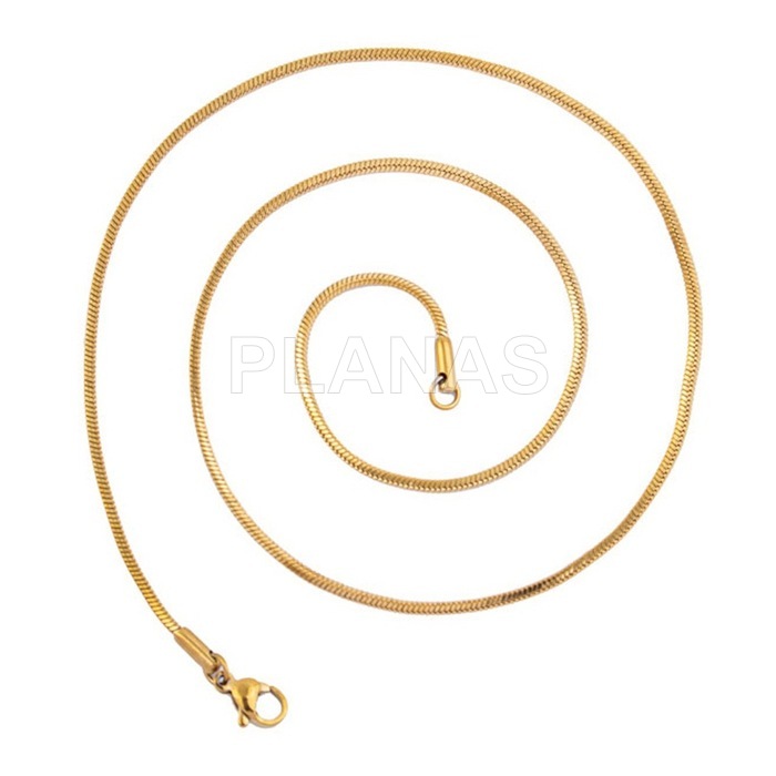 Cordón en Acero Inoxidable y Baño Oro.45cm.