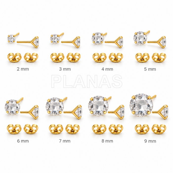 Brincos em prata de lei e banhados a ouro com zircônias cúbicas.  