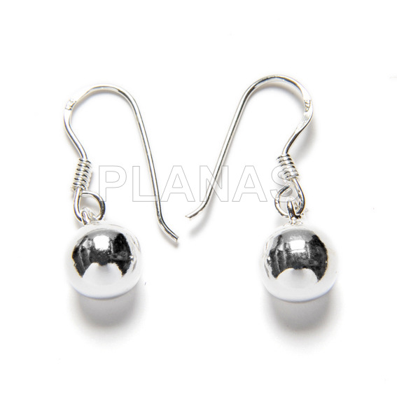 Pendientes en Plata de ley.bola 8mm.