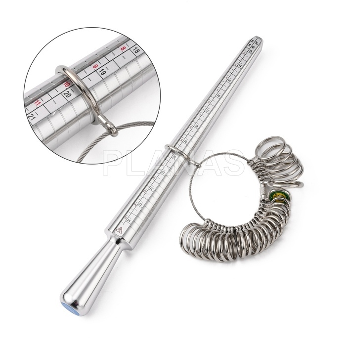 Pacote de calibrador de anel, bastão e suporte de anel.