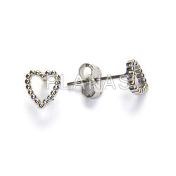 Earrings in sterling silver rhodium. heart.