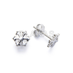 Rhodium-plated sterling silver earrings. snowflake.