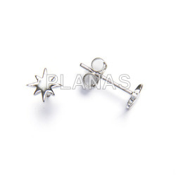 Rhodium-plated sterling silver earrings. polar star.