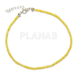 Anklet in sterling silver and yellow jade.